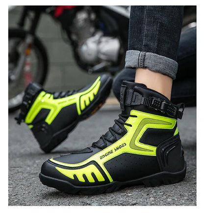 Men Leather Motos Breathable Anti Slip Wear-resistant Riders Boots Motorbike Racing Ankle Length Shoes 2026 New Motorcycle Boots