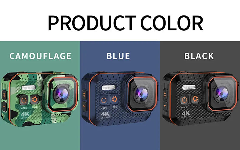 4K HD 60FPS Mini Camera Wifi Outdoor Sport 170° Wide Angle Action Kam Waterproof Bike Motorcycle Helmet Body Cam with LED Screen
