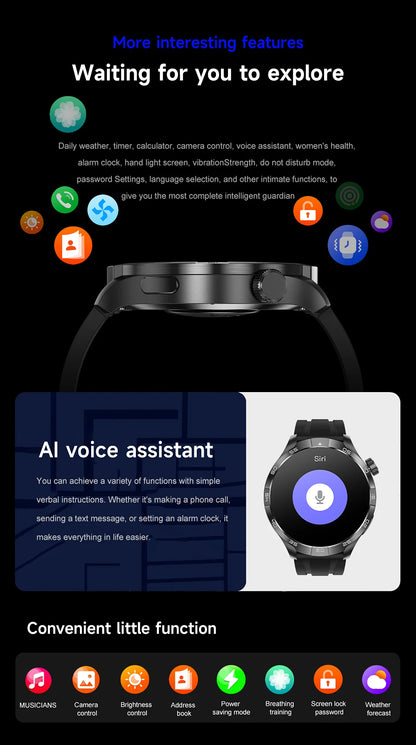 2026 New 1.85 Inch NFC Smart Watch Men Bluetooth Call NFC IP67 Waterproof Heart Rate Monitor Compass Sports Fitness Smartwatch