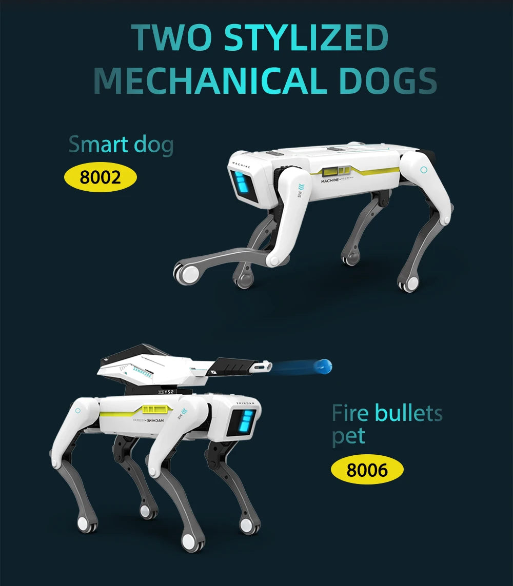 Teeggi Electric RC Intelligent Robot Dog Multifunction RC Mechanical Dog with turret Educational Toy Bionic Smart Robot Toy Gift