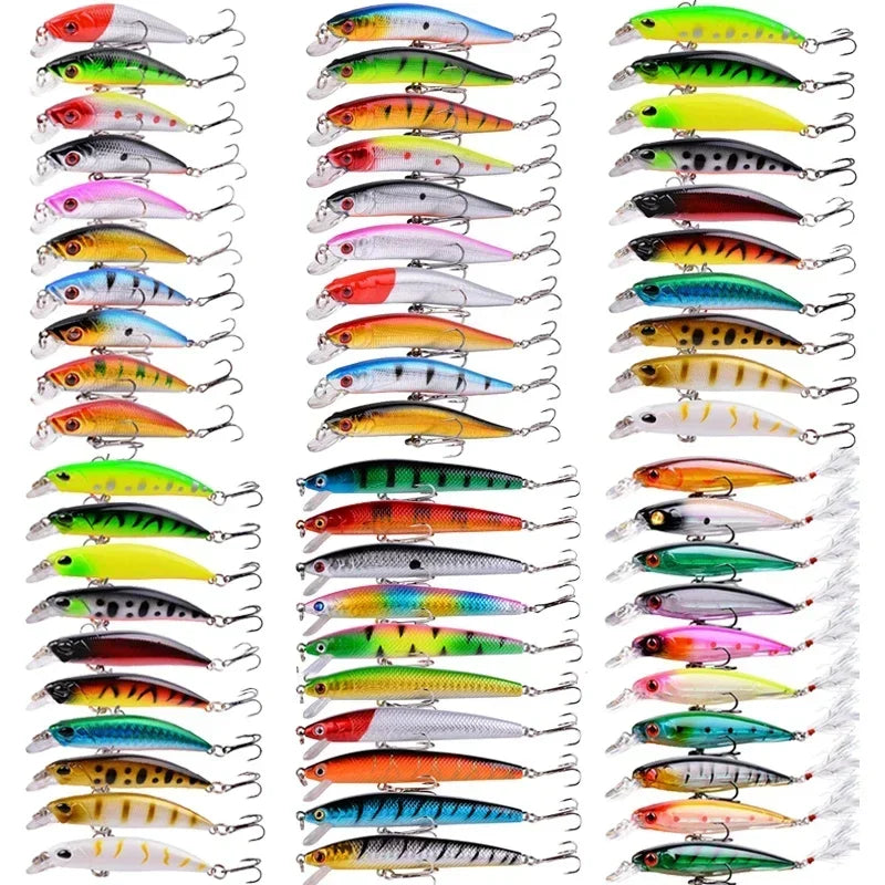 3/5/8PCS Fishing Lures Kit Minnow Popper Baits with Hooks Saltwater Freshwater Trout Bass Salmon Swimbait Fishing Accessories