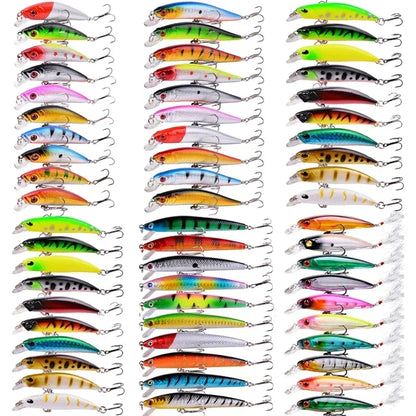 3/5/8PCS Fishing Lures Kit Minnow Popper Baits with Hooks Saltwater Freshwater Trout Bass Salmon Swimbait Fishing Accessories
