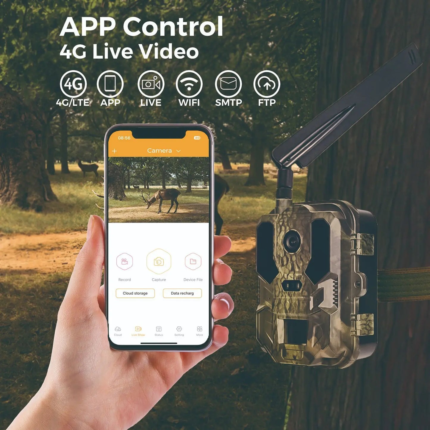 4G LTE Hunting Camera with APP Control 4K Live Video Stream Cloud Service FTP SMTP 8000mAh Battery HC-960Ultra-LI
