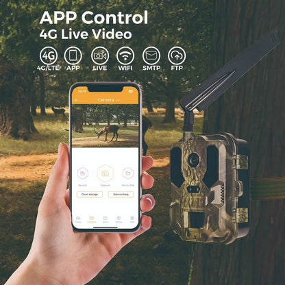 4G LTE Hunting Camera with APP Control 4K Live Video Stream Cloud Service FTP SMTP 8000mAh Battery HC-960Ultra-LI