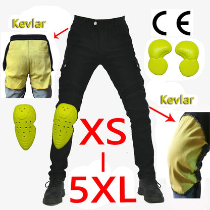 Skyddande motorcykeljeans och körbyxor
