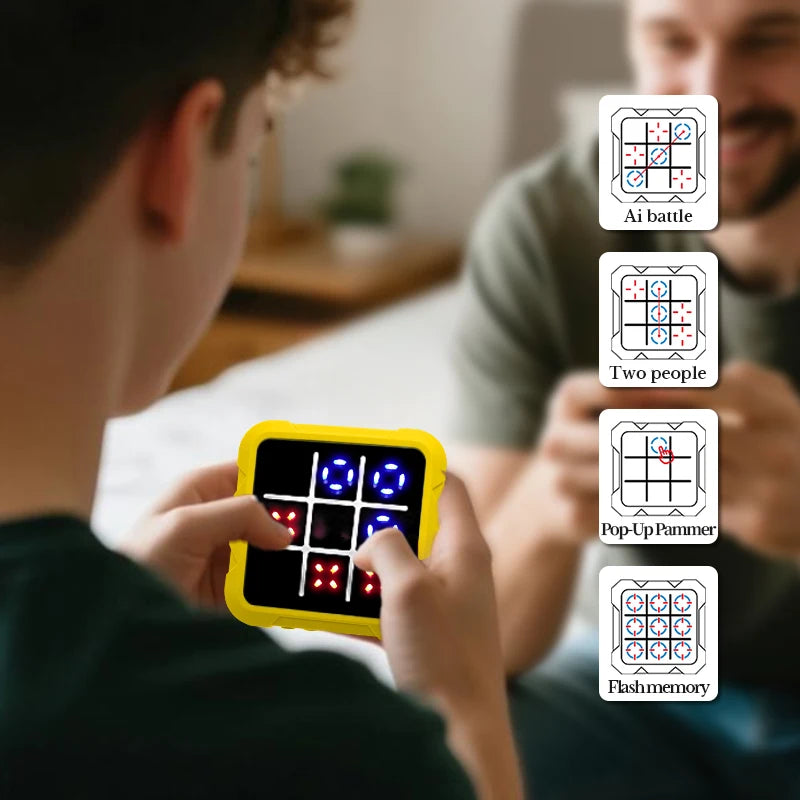 Handheld Electronic Tic Tac Toe Game Portable Logic Board Game for Kids Adults Travel Brain Training Two Player Thinking Toy