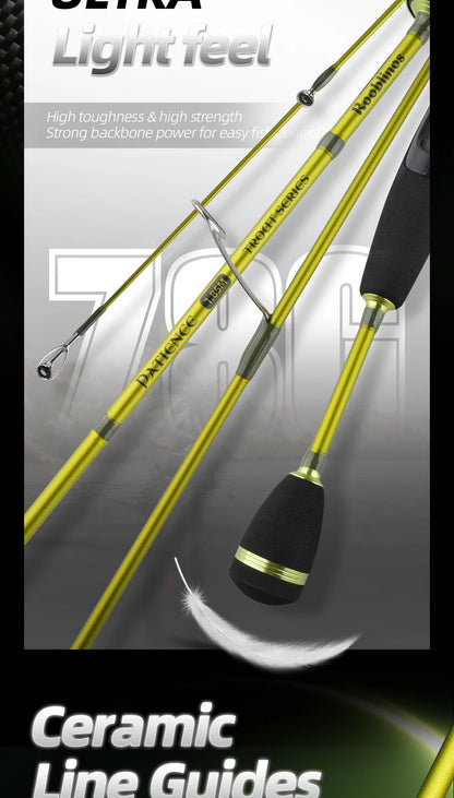 ROOBLINOS Ultralätt Öringspö 1,85m – 27T Kolfiber Fast Action Spinning 2026, Grön/Ljusgrön