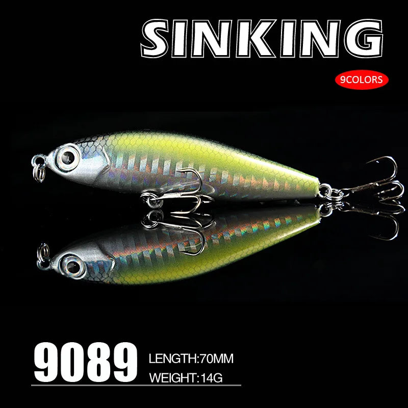 Pencil Warped Mouth Fish Sea Bass Bait Fake Bait 14G70MM Sinking Fishing Accessories Swimming Bait 3D Fish Eye