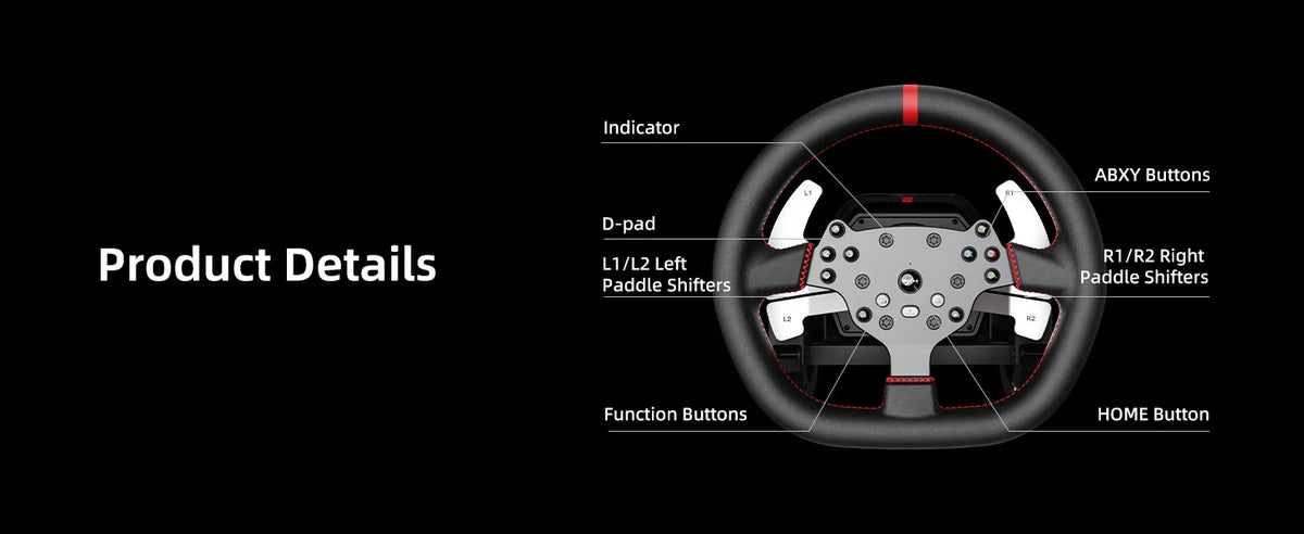 PXN V10 Ultra Direct Drive Wheel Kit, 3.2Nm Force Feedback Racing Wheel with Hall Effect Pedals, 4-Paddle Design, APP Enabled for PC/PS4/Xbox