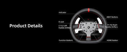 PXN V10 Ultra Direct Drive Wheel Kit, 3.2Nm Force Feedback Racing Wheel with Hall Effect Pedals, 4-Paddle Design, APP Enabled for PC/PS4/Xbox