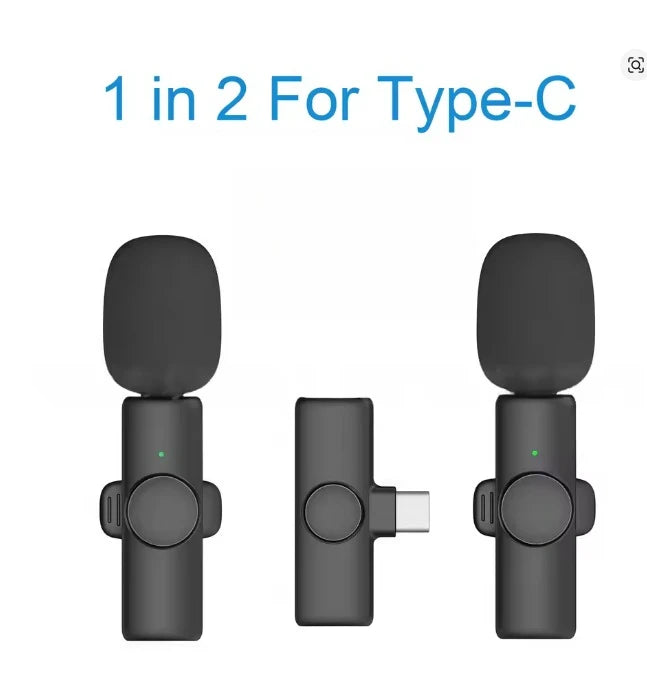 Wireless Lavalier Microphone USB C Mini Microphone with Noise Cancellation For iPhone17 16 15 Lapel Mic for Video Recording Vlog