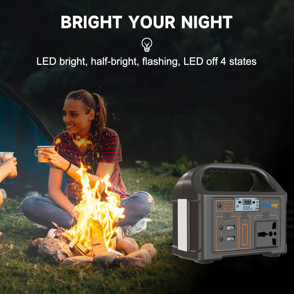 Gaiaray 100W All-in-one Power Station AC 220V Solar Generator   76.8Wh LiFePO4 Battery Emergency Portable Power Plant LED Light UPS Backup Power Bank For Outdoor Camping Travel Fishing Tool