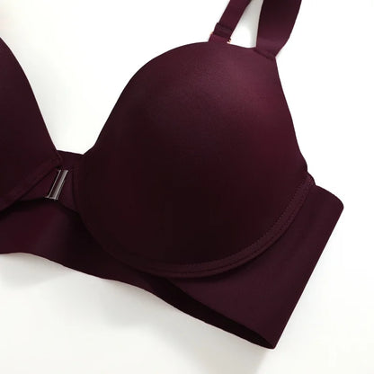 Seamless Push Up Bra Women Deep V Cup Underwear Front Closure Comfort Lingerie Adjustable Strap Plus Size Solid Color