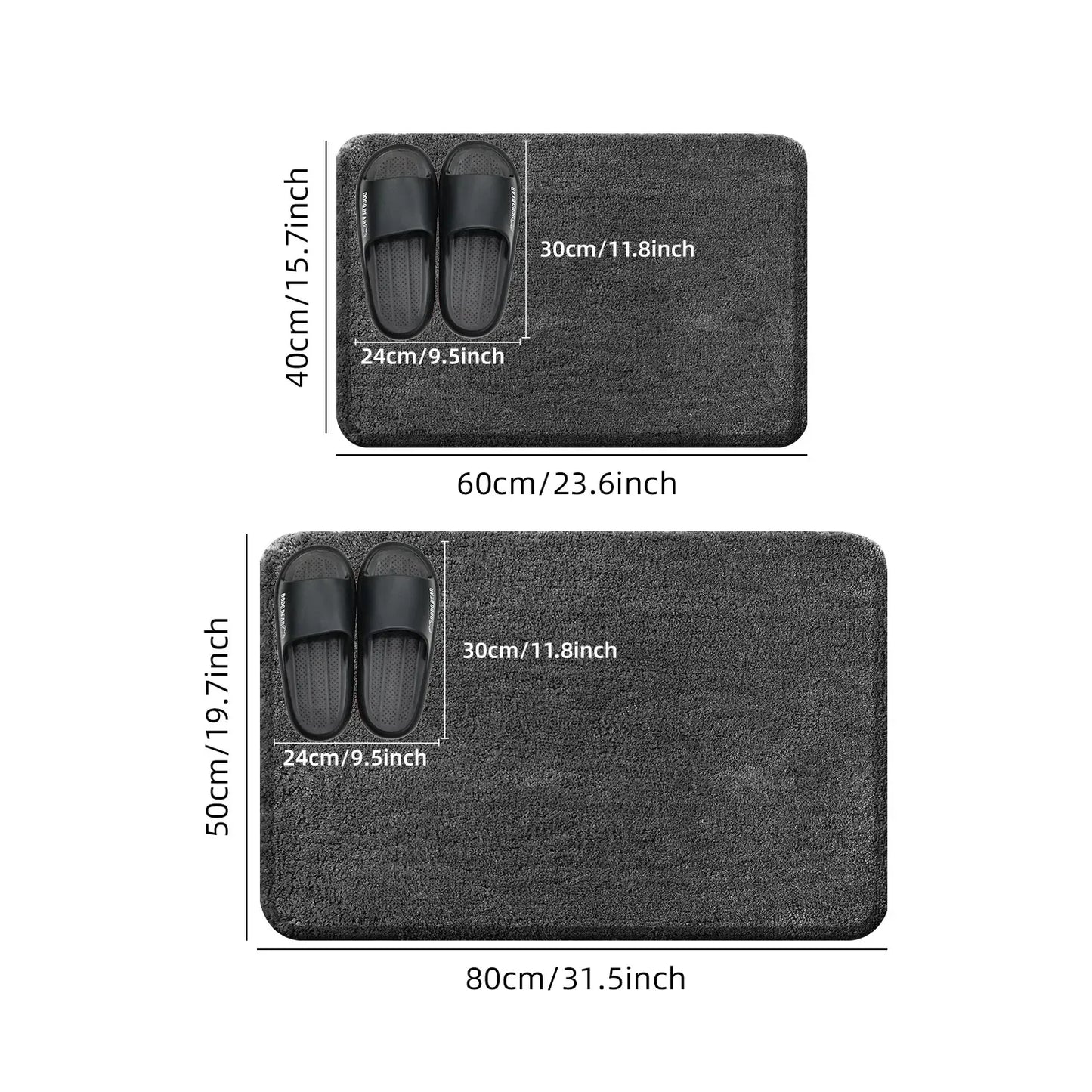 Rounded and thickened bathroom floor mat, bathtub absorbent mat, plush material, anti slip foot mat, entrance door mat, bathroom