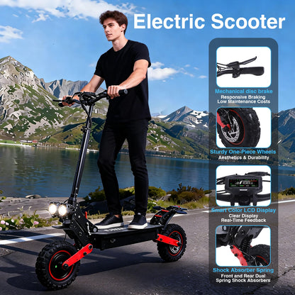 H6 hopfällbar elscooter med 11-tums luftdäck och dubbla skivbromsar