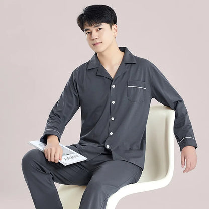 Herr Vinterpyjamas 100% Bomull – Varm Rutig Plus Size, 7 Motiv L–5XL