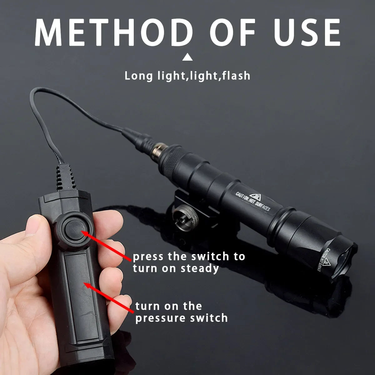 Taktisk M600 Vapenlamp med Tryckströmbrytare för 20 mm Skena
