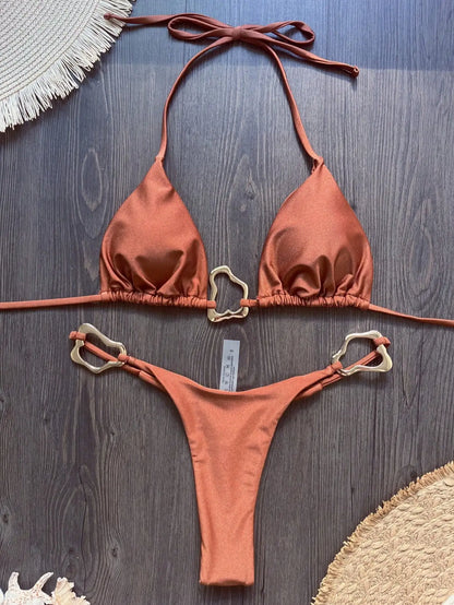 Sexy Halter Micro Bikini 2026 Women Swimsuit Solid Swimwear Thong Bikinis Set Brazilian Beach Wear Bathing Suit Biquini Female