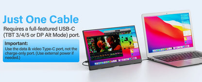 Amoudo 15,6" Portabel IPS Monitor – 1080P 1000 cd/m² Matt USB-C Mini-HDMI Inbyggda Högtalare VESA