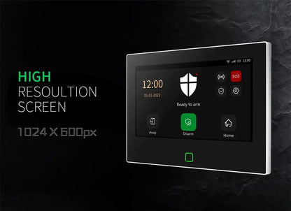 Staniot SecPanel 7" 4G WiFi Larmsystem – 5000mAh Batteri 120dB Siren Alexa Google 150 Zoner Tuya App 10 Språk CE RoHS