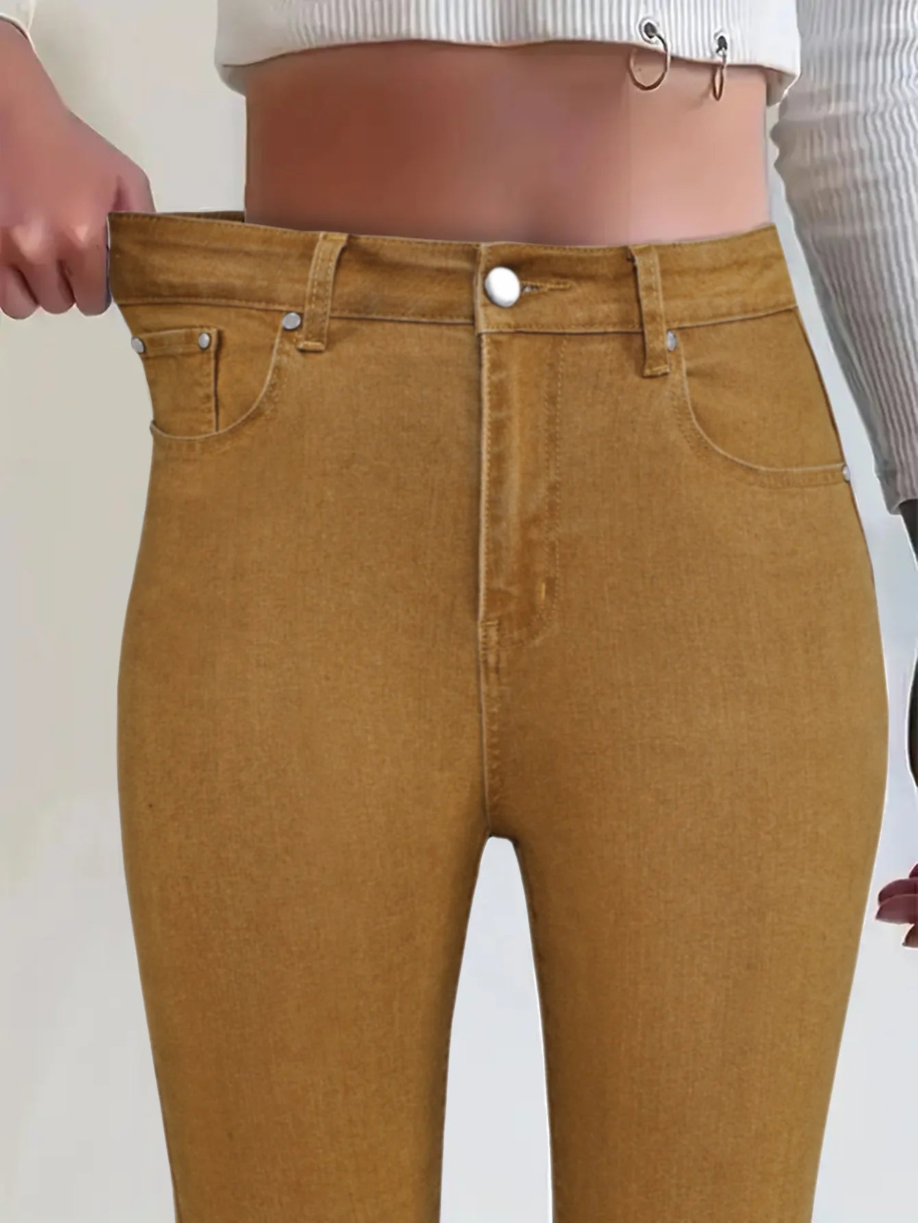 Women Pencil Pants Jeans Skinny Trousers High Waist Stretch Pockets Vintage Washed Female Streetwear Slim Full Length Denims