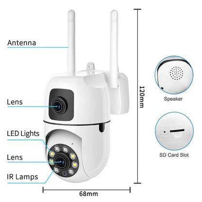 8MP Wifi Wireless Security Surveillance PTZ Camera 2 Lens 8X Zoom Camera 5MP Tracking Two-way Audio Night Color Pet Baby Monitor