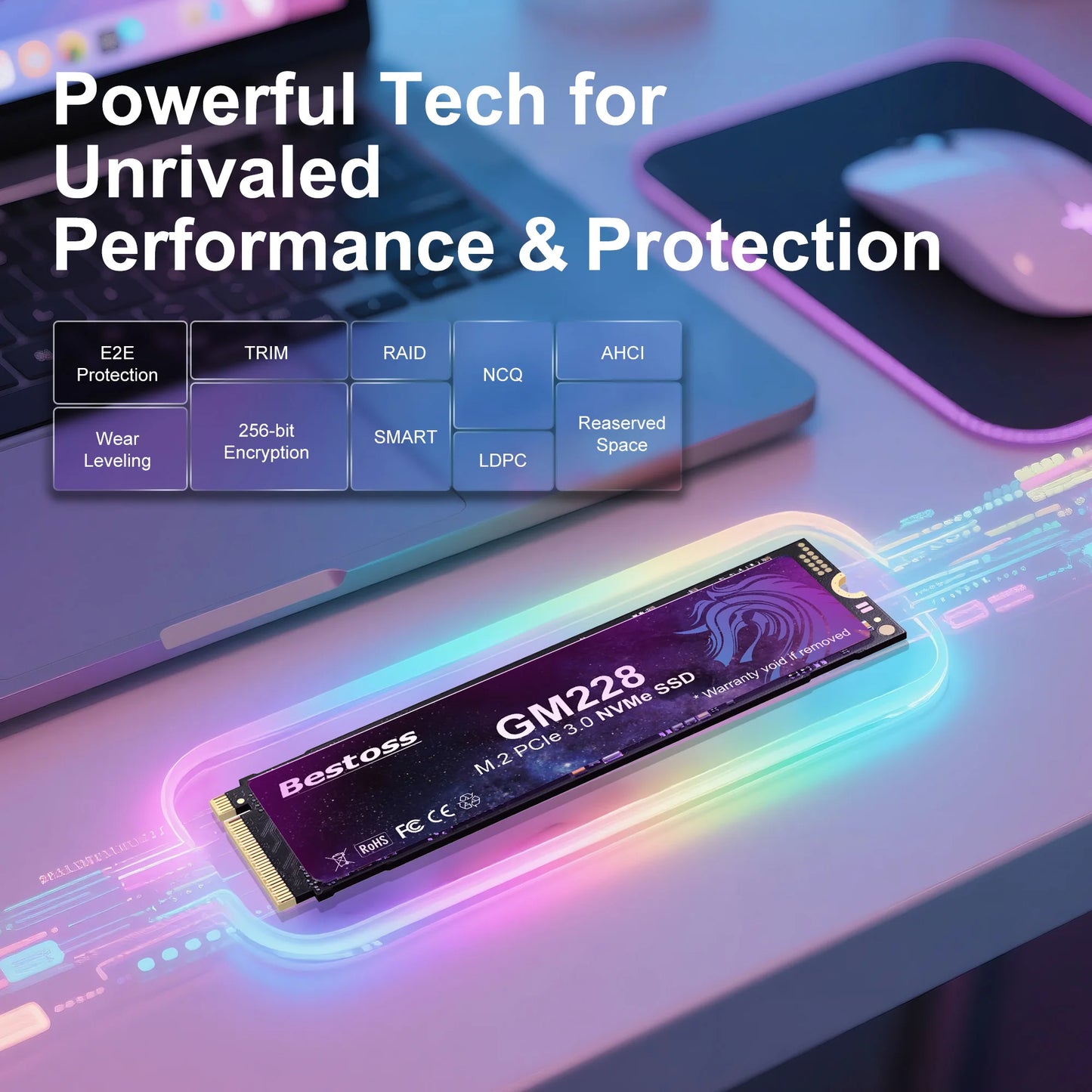 Bestoss M.2 SSD NVMe PCIe 3.0x4 128GB 256GB 512GB 1TB 2TB Solid State Drive 2280 Internal Hard Disk for Laptop Desktop