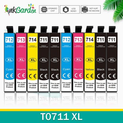 InkGarden T0711 Bläckpatron för Epson Stylus SX110 SX215 SX218 SX400 SX405 SX410 SX415 SX510W SX515W DX7400 Skrivare