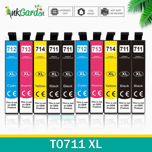 InkGarden T0711 Bläckpatron för Epson Stylus SX110 SX215 SX218 SX400 SX405 SX410 SX415 SX510W SX515W DX7400 Skrivare