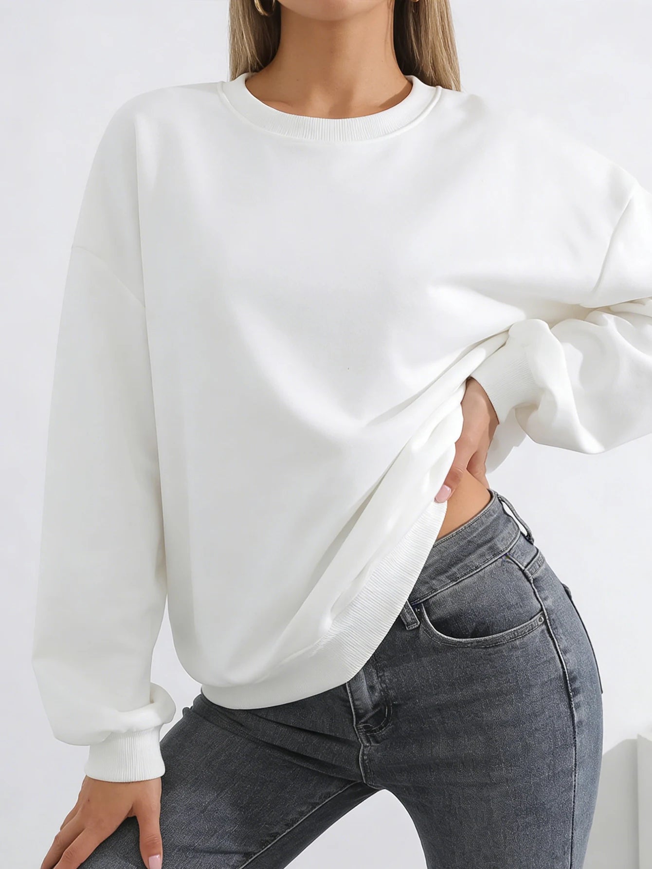 Women's Pullover Round-Neck Trendy Casual Sports Hoodie Top Base Layer Shirt, Versatile, Fashionable Round-Neck Hoodie
