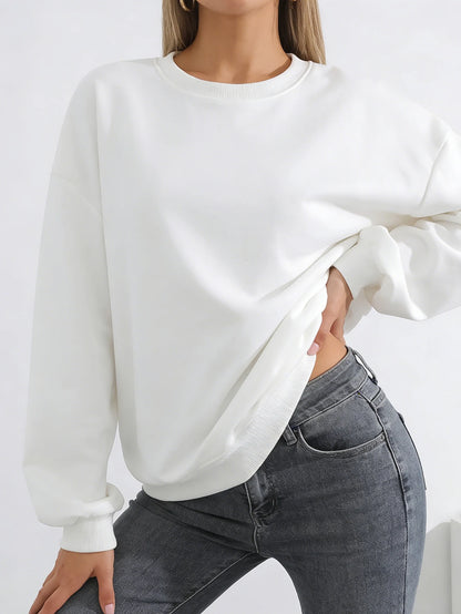 Women's Pullover Round-Neck Trendy Casual Sports Hoodie Top Base Layer Shirt, Versatile, Fashionable Round-Neck Hoodie
