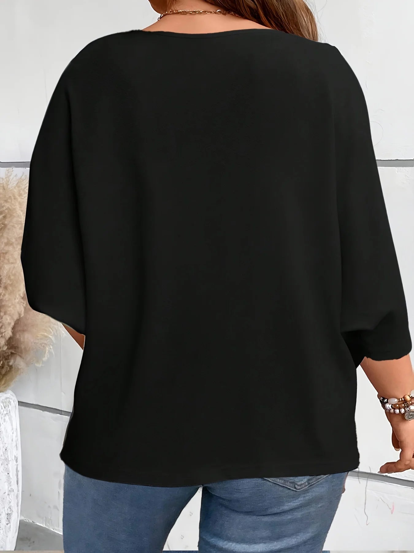 Dam Plus Size Öppen Kofta – Lättviktig 3/4-ärm Casual Lös Stickad Året Runt, 4 Färger 1XL–5XL