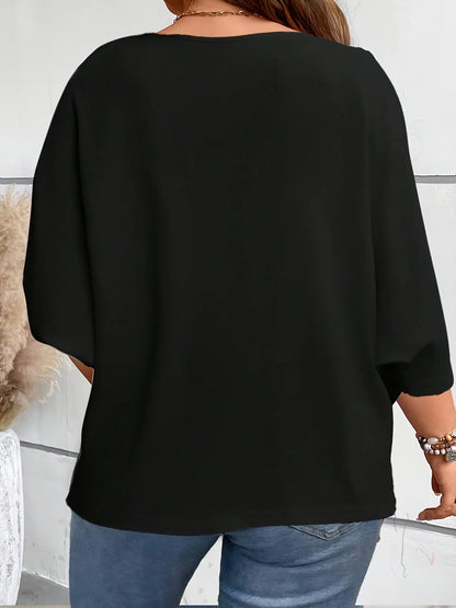 Dam Plus Size Öppen Kofta – Lättviktig 3/4-ärm Casual Lös Stickad Året Runt, 4 Färger 1XL–5XL