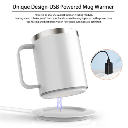 Self Heating Coffee Mug USB Powered Heated Cup with Temperature Control 131℉ Electric Coffee Mug Warmer for Desk Heated Mug