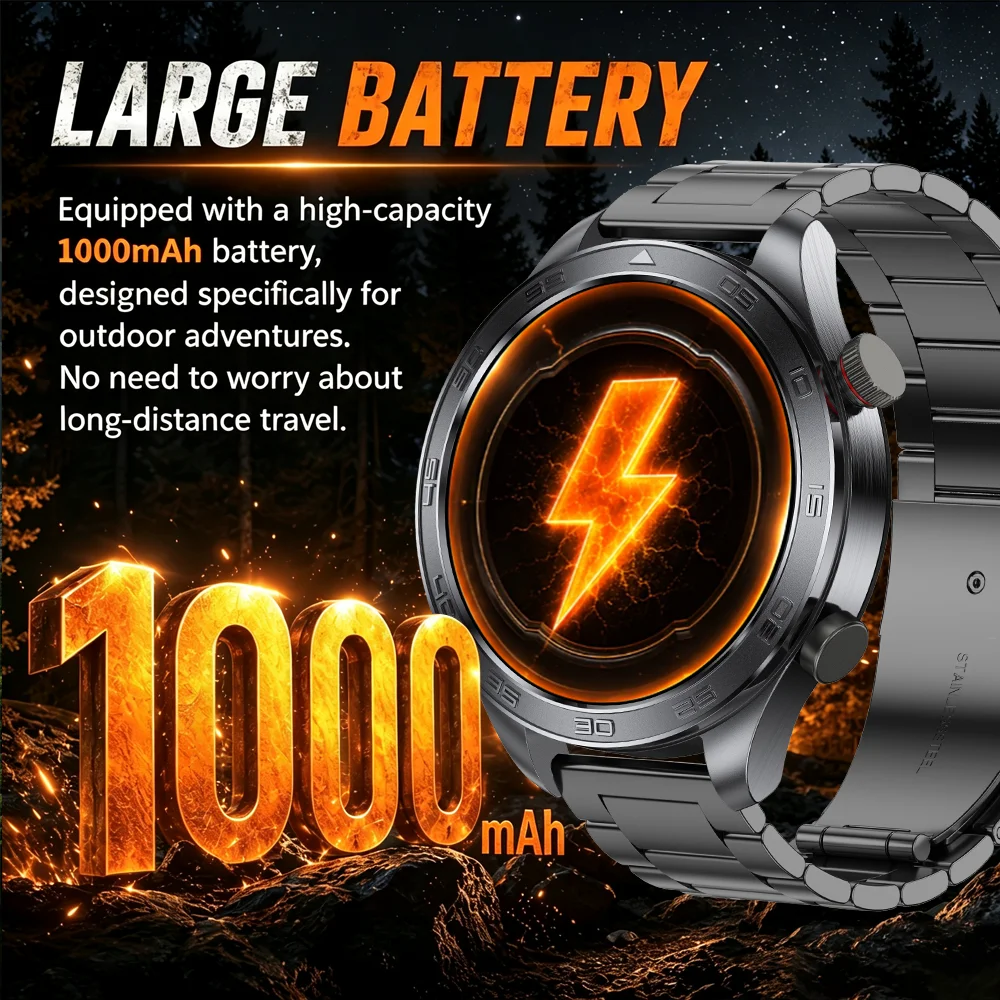 2026New Men's Outdoor Sports Smartwatch GPSTrack 1000mAh Battery Heart Rate Monitor 100+Sport Mode IP67 Waterproof Smart Watches