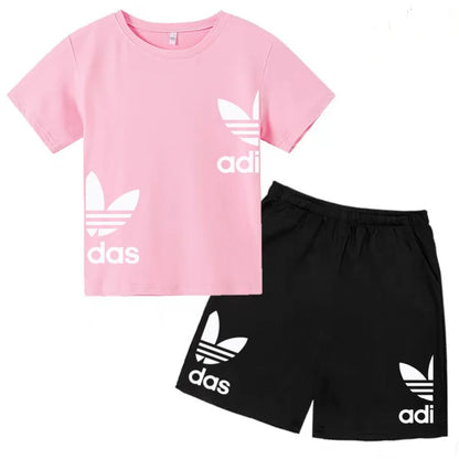 New Children Letter-Print Summer T-shirt Boy Girl Toddler3-12Years Short-Sleeved+Shorts Charming Casual Fashion Sports Brand Set