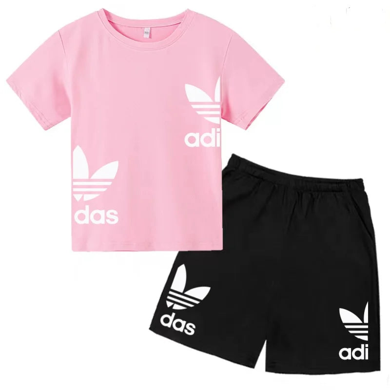 New Children Letter-Print Summer T-shirt Boy Girl Toddler3-12Years Short-Sleeved+Shorts Charming Casual Fashion Sports Brand Set