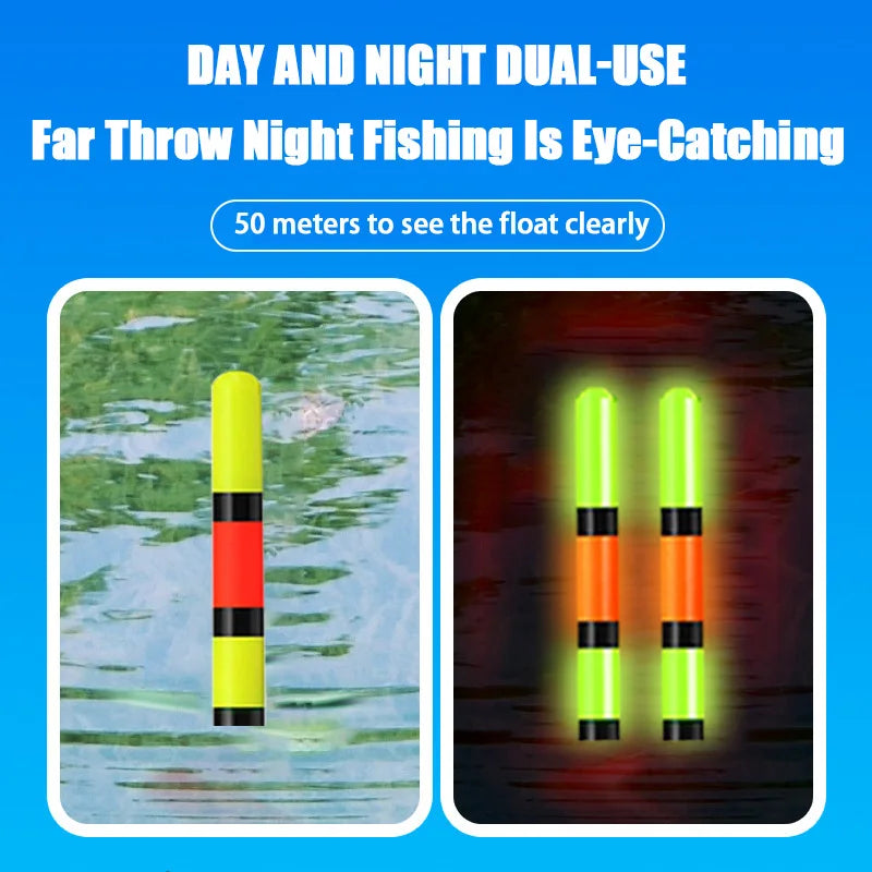 New 2Piece Short Footed Rock Fishing Float 5.2MM Night Light Float Sensing Color Changing Tail/Constant Brightness Tail Optional