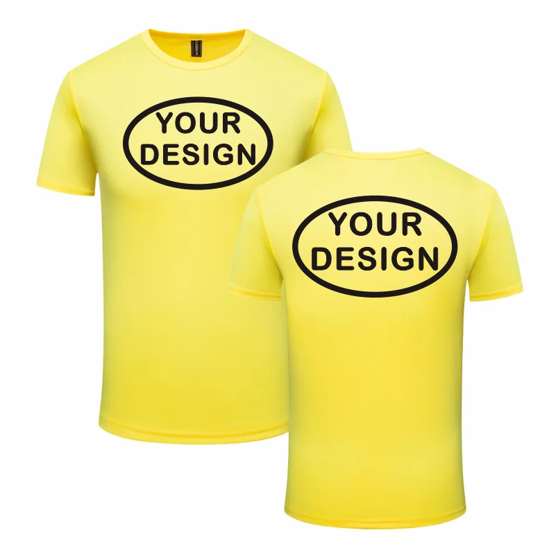 Eget tryck fram & bak, snabbtorkande t-shirt med logotyp, text eller foto – reklamkläder