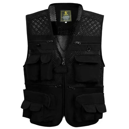 Plus Size Men's Vest Mesh Waistcoat Summer Tool Multi Pocket Work Wear Big Large Cargo Sleeveless Jacket Male Fishing Quick Dry