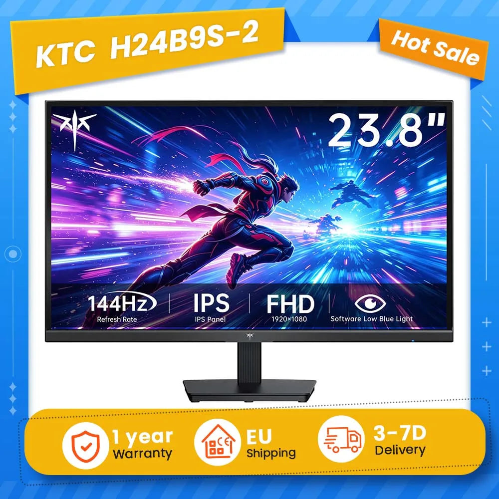Hot KTC H24B9S-2 144Hz Gaming Monitor, 23.8' FHD IPS Display, 178° Wide Viewing Angle, 113% SRGB, 16.7M Colors, Low Blue Light, 280 cd/m², HDMI & VGA, VESA 75x75mm Mount, Smooth Gaming & Daily Productivity