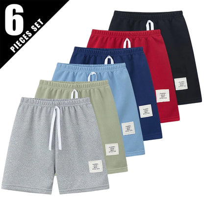1/3/6 Pcs Children's Solid Color Drawstring Strap Shorts Boy Casual Fashion Pants Girl Joker Comfortable Elastic Waist Pants