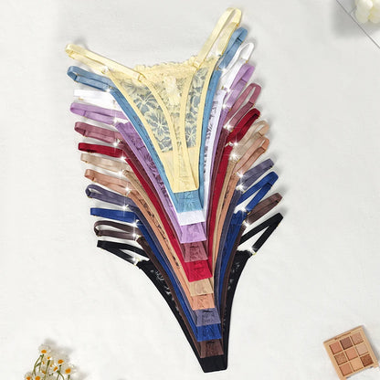 12pcs/Set Low Rise Sexy Women's G-string Breathable Comfortable Female Lingerie Erotic Elegant Lady Thongs Underwear Panties