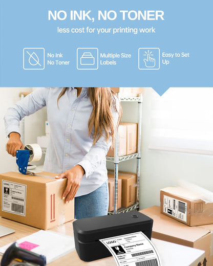 Marklife X4 Termisk Etikettskrivare – 4x6" Fraktetiketter Bluetooth Automatisk Igenkänning 110mm Vit Svart EU US UK 2026