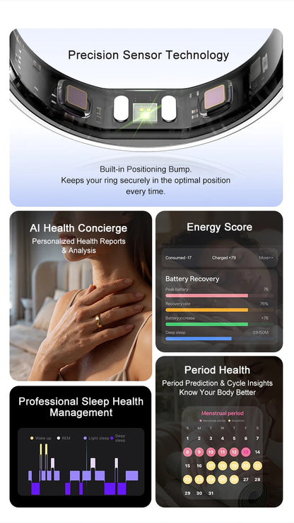 R21 Smart Ring Men Women Ultra-thin 5ATM Waterproof Sport Fitness Tracking AI Health Analysis Heart Rate Blood Oxygen Monioring