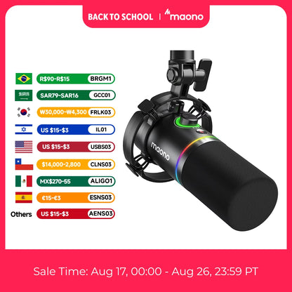 MAONO PD200X XLR/USB Dynamic Microphone for Gaming Recording Streaming Youtube Metal Mic with Software Tap-to-Mute Gain Knob
