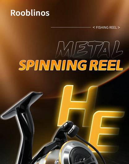 Rooblinos HE Spinning Reels Ultralight Metal 5.2:1 Gear Ratio 1000-7000 Saltwater Or Freshwater Big Max Drag Fishing Reels