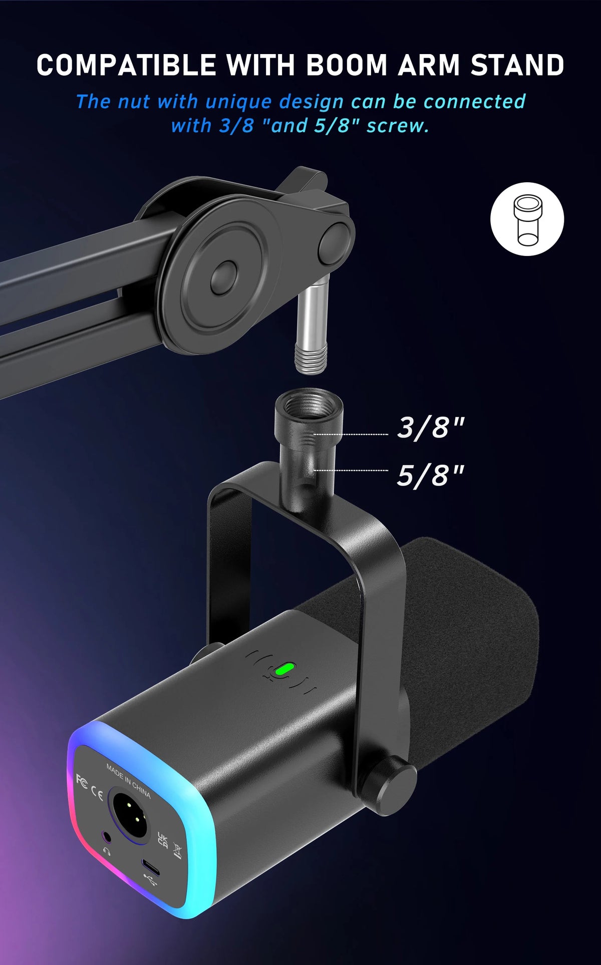FIFINE AM8 USB/XLR-streamingmikrofon – dynamisk, RGB och hörlursutgång