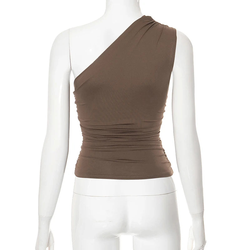 BIDIJONES one-shoulder-topp dam med öppen rygg – enfärgad, S–L