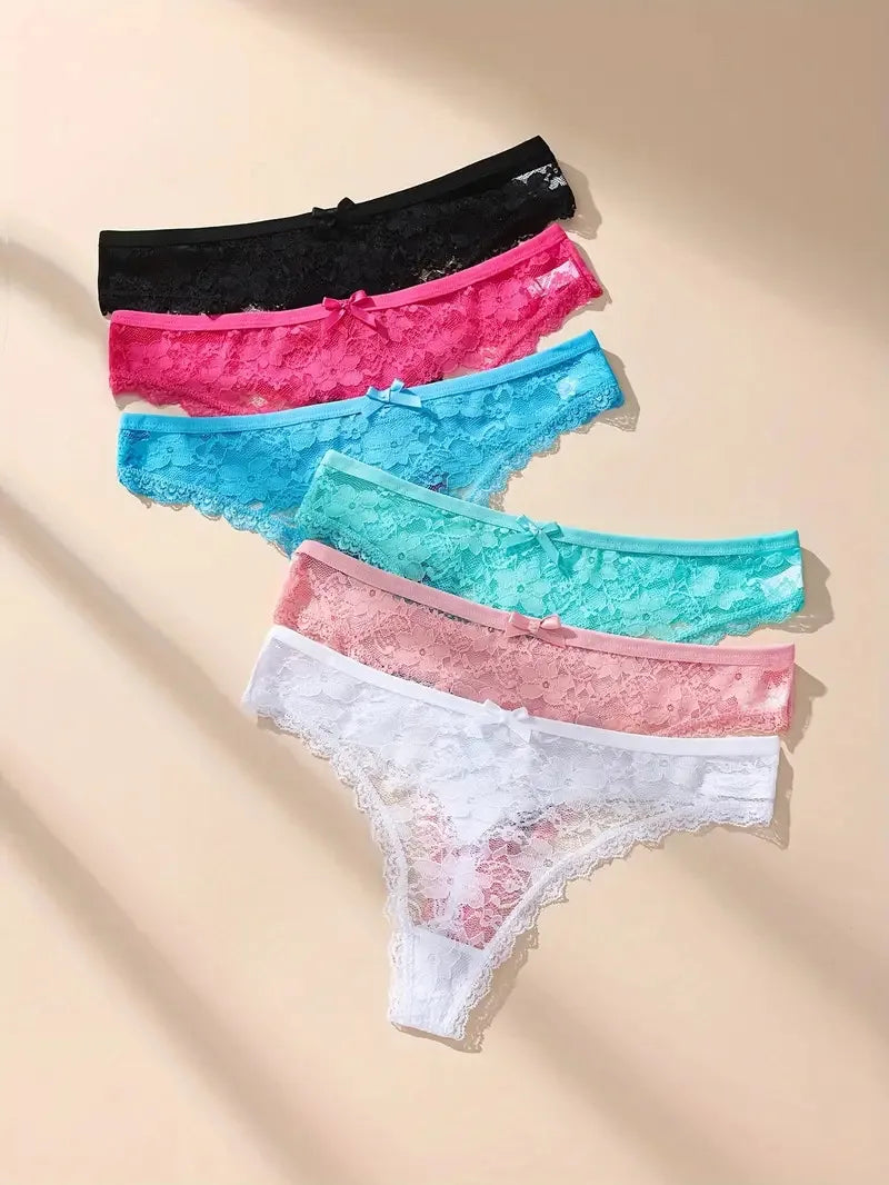 3Pcs Sexy Lace Women Thongs Transparent Women Panties Sexy Underwear Solid Floral G-String Size XS-XL Female Underpants Lingerie